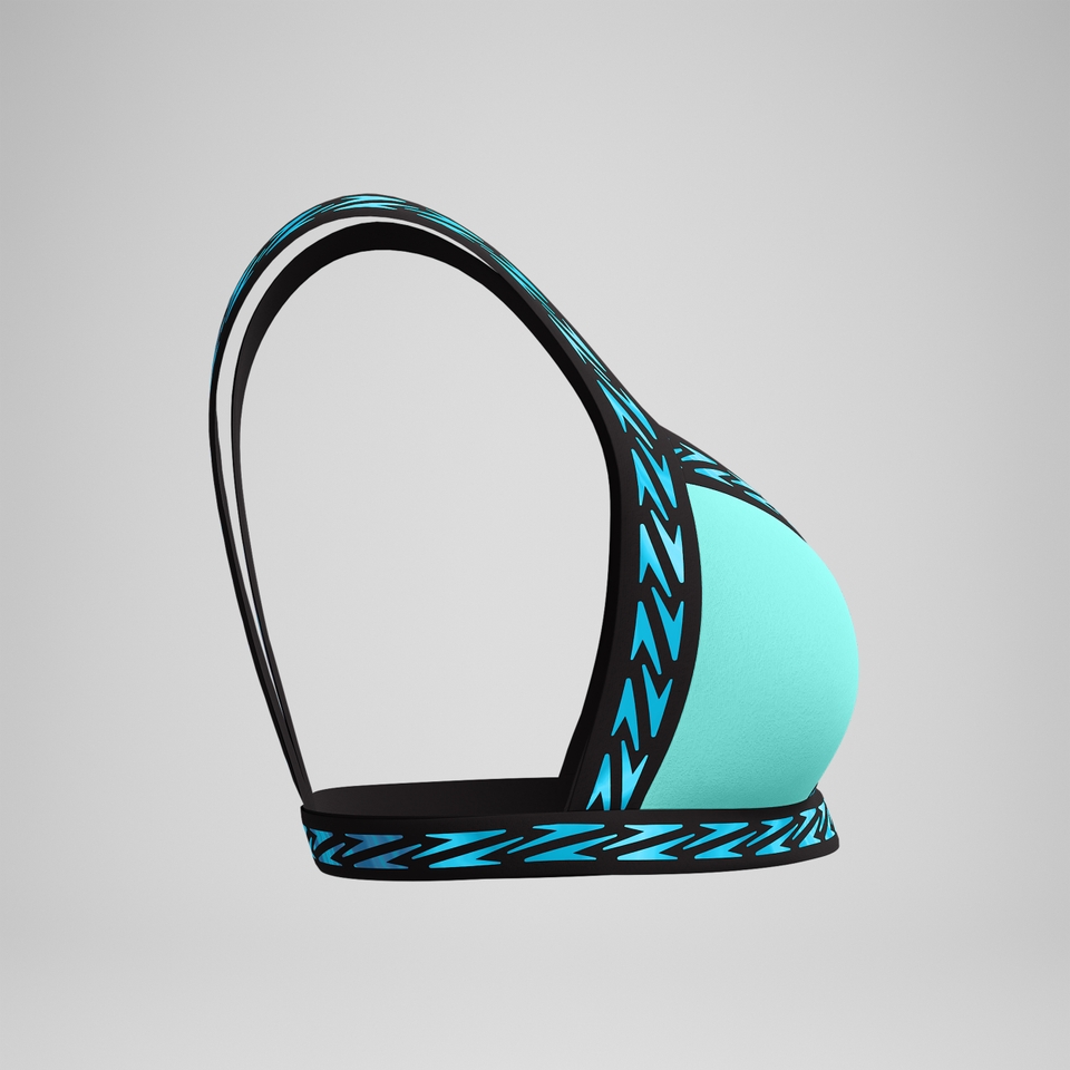 FLU3NTE Logo Elastisches Bikinioberteil Türkis für Damen