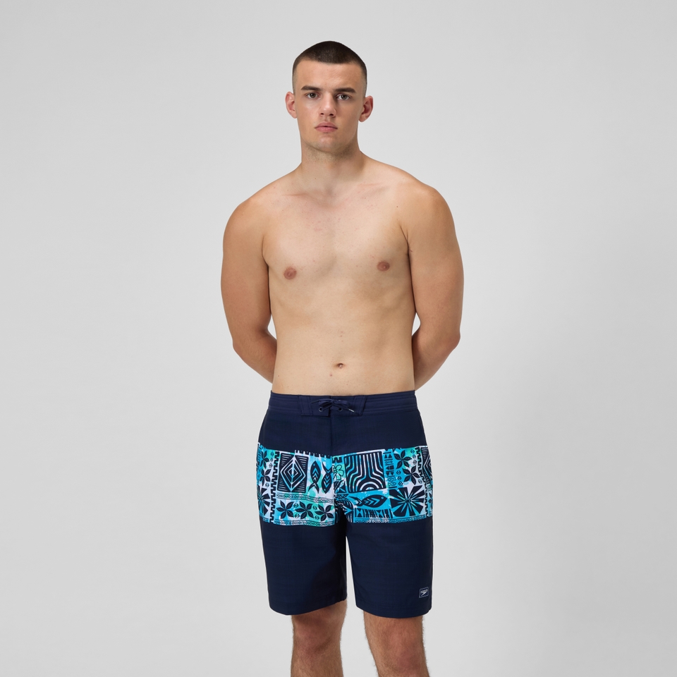 Bondi Bedruckte Badeshorts 50 cm Marineblau/Blau für Herren