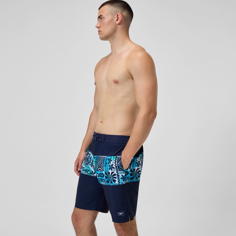 Bondi Bedruckte Badeshorts 50 cm Marineblau/Blau für Herren