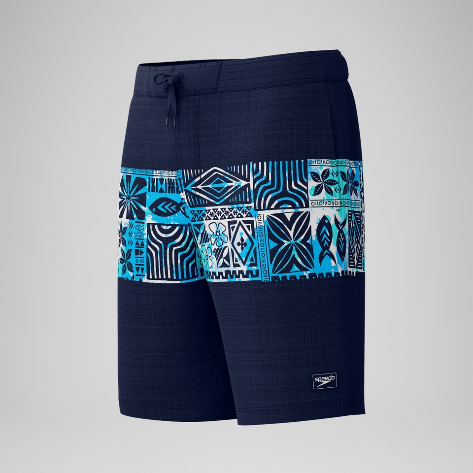 Bondi Bedruckte Badeshorts 50 cm Marineblau/Blau für Herren