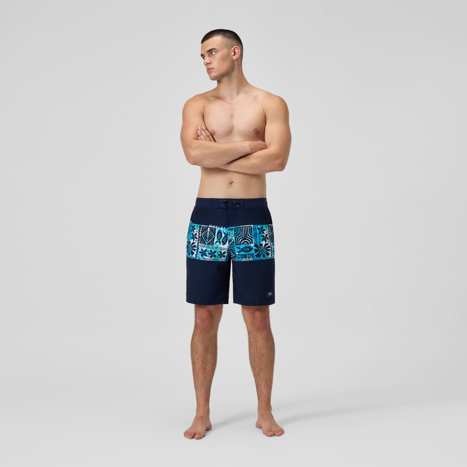 Bondi Bedruckte Badeshorts 50 cm Marineblau/Blau für Herren