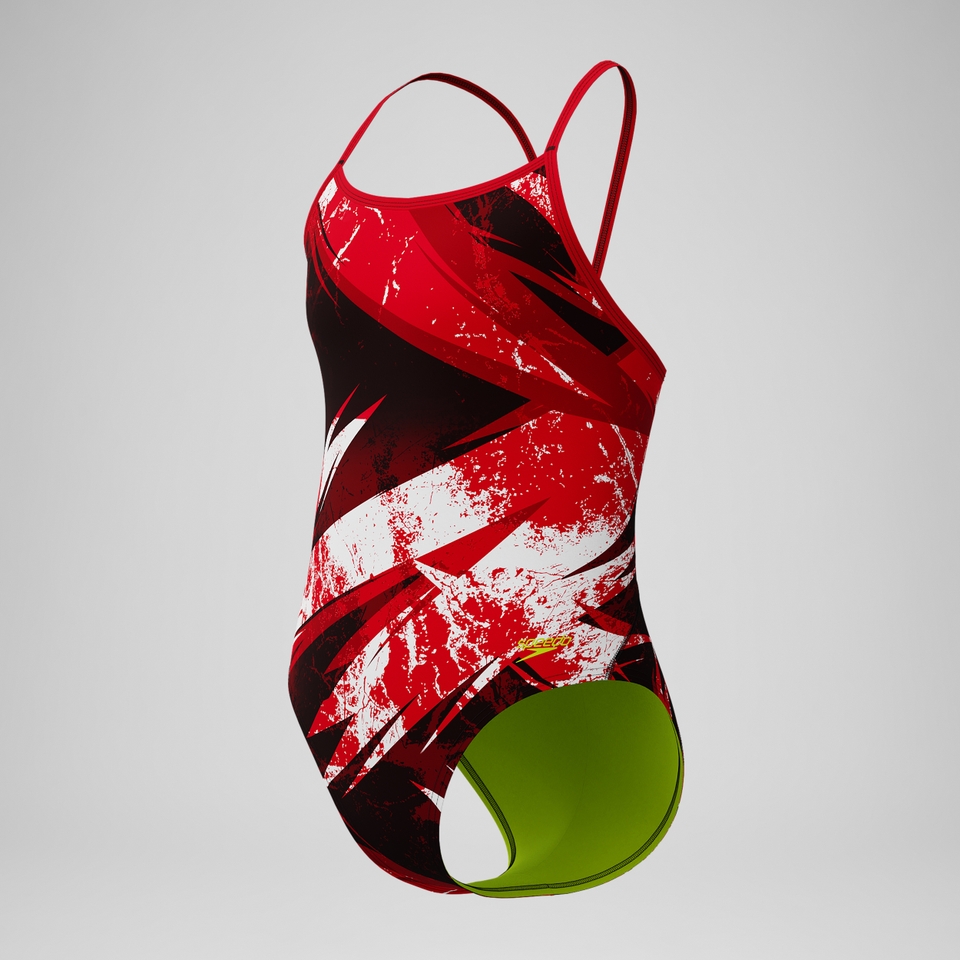 Girls Bolted Flyback One Piece Black/Red