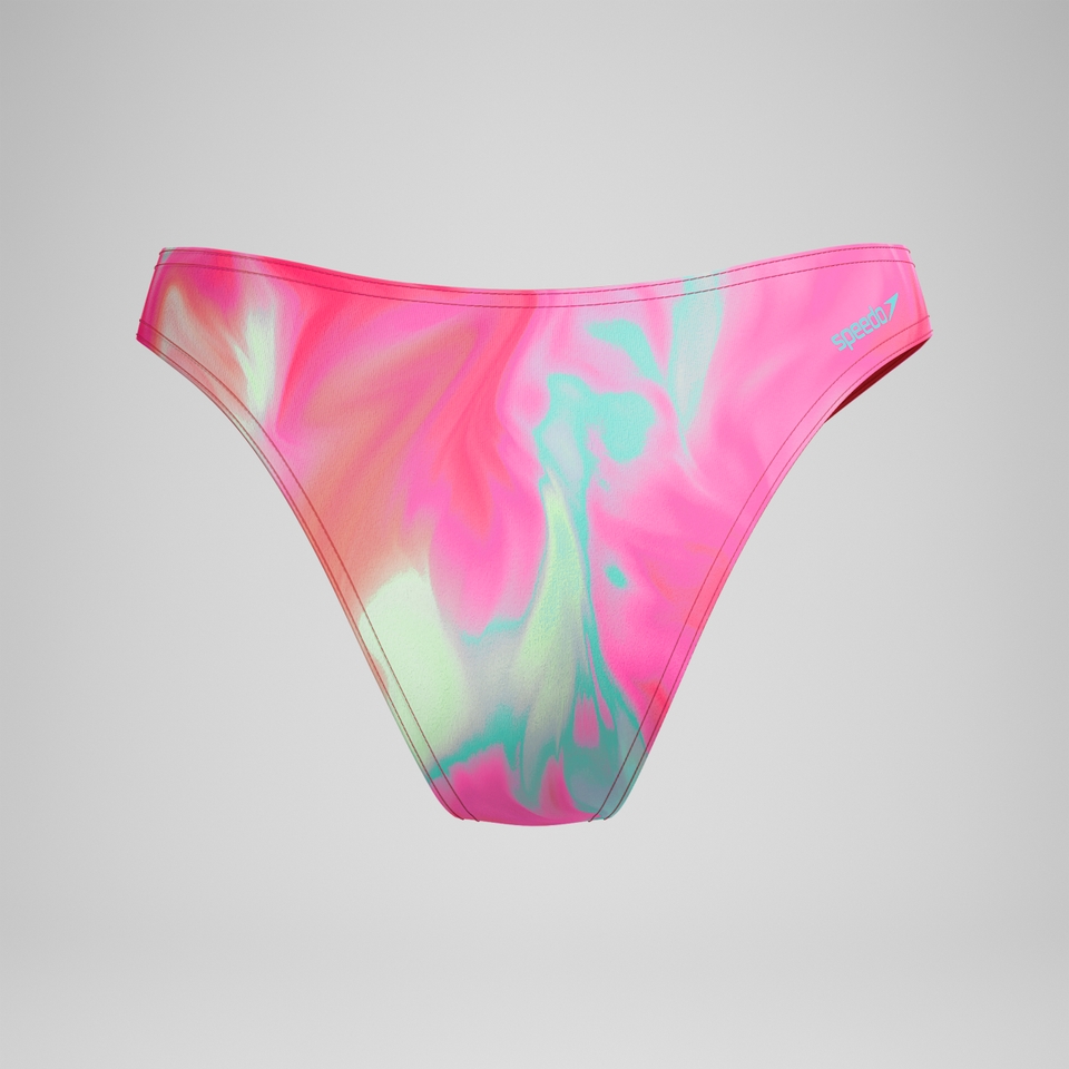 FLU3NTE Bedruckte Bikinihose mit rundem Beinausschnitt Pink/Koralle für Damen
