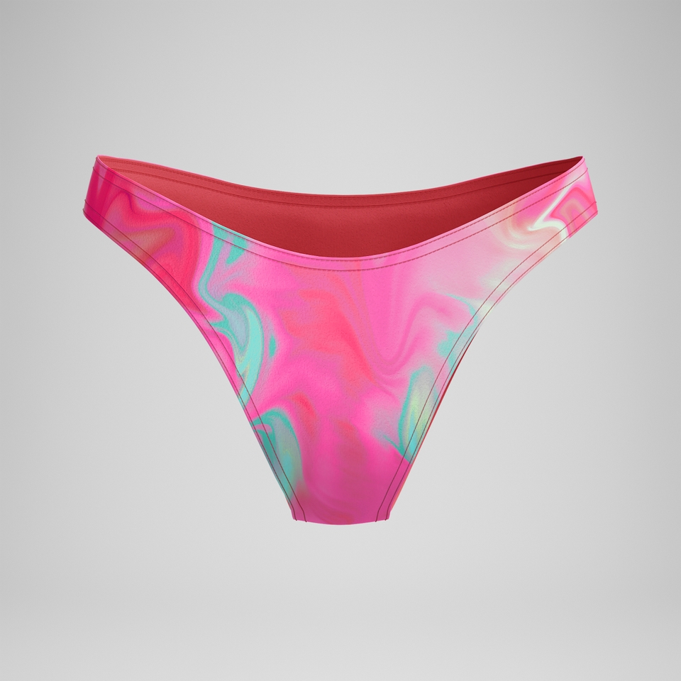 FLU3NTE Bedruckte Bikinihose mit rundem Beinausschnitt Pink/Koralle für Damen