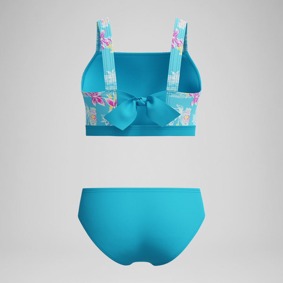 Girls Print Tie Back Bikini Blue