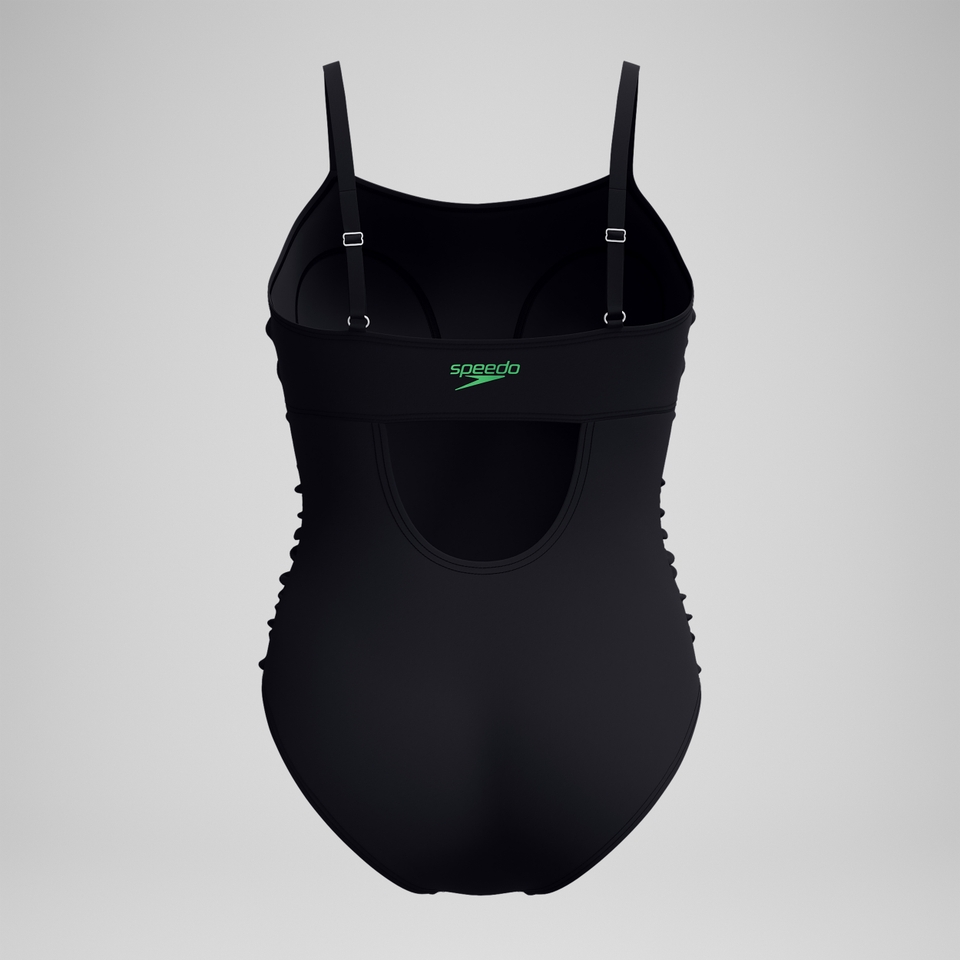 Women's Adjustable Solid Shirred One Piece Black