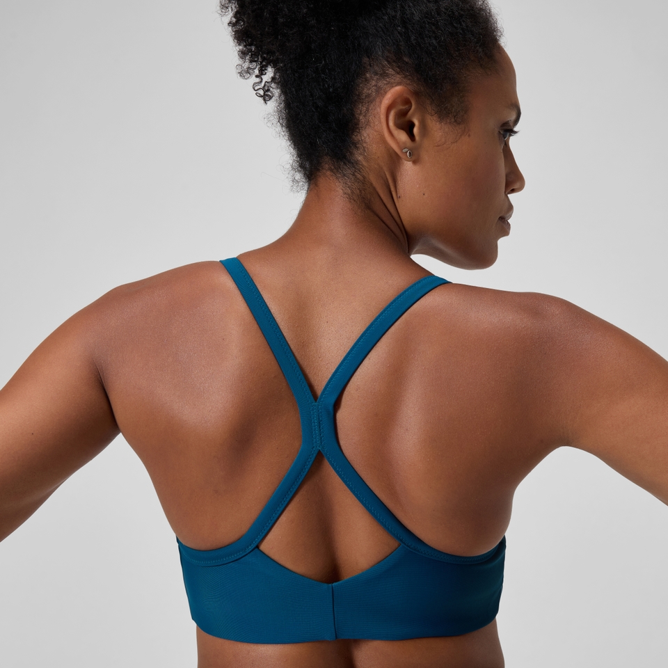 Einfarbiges Racerback-Bikinioberteil Dunkelpetrol für Damen