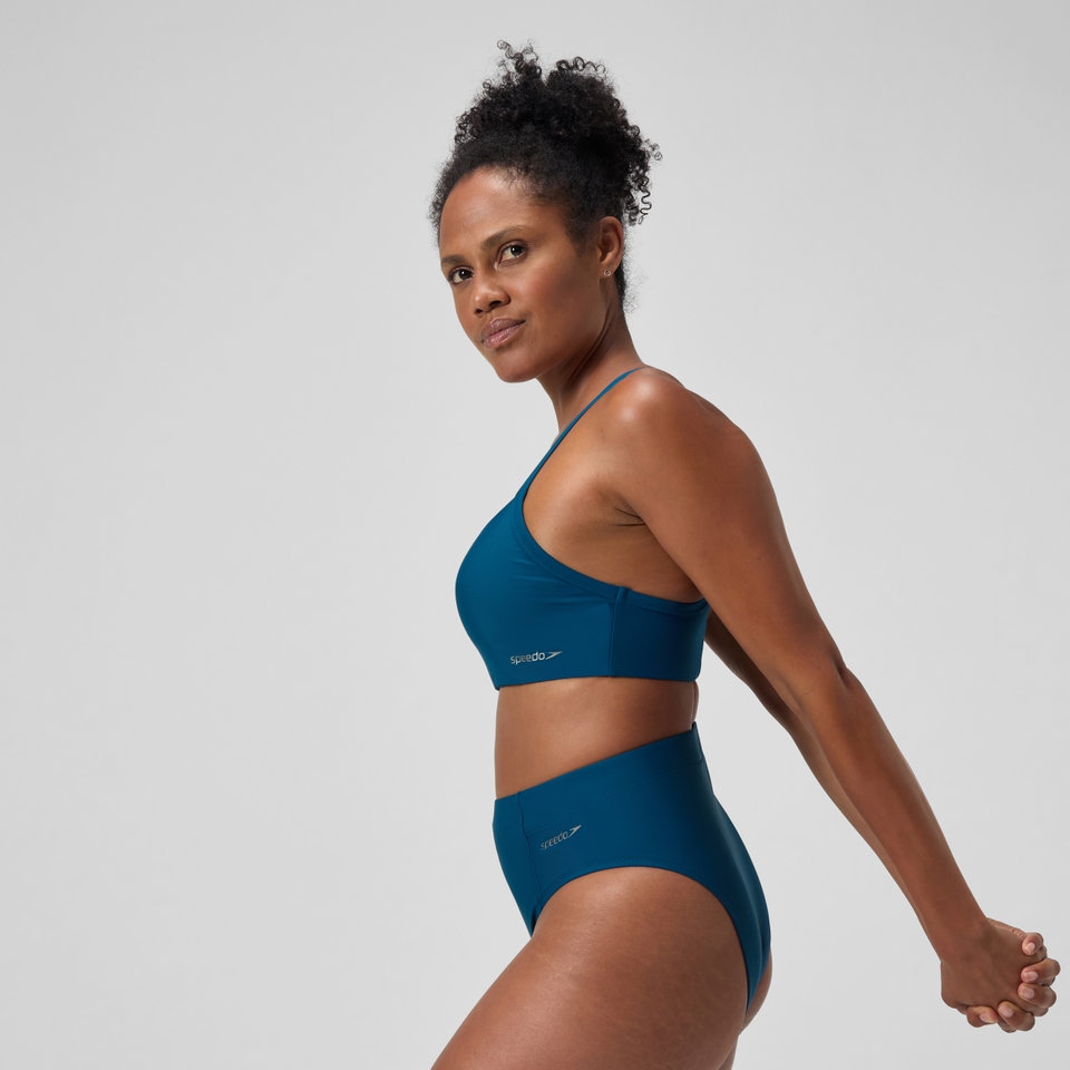 Einfarbiges Racerback-Bikinioberteil Dunkelpetrol für Damen