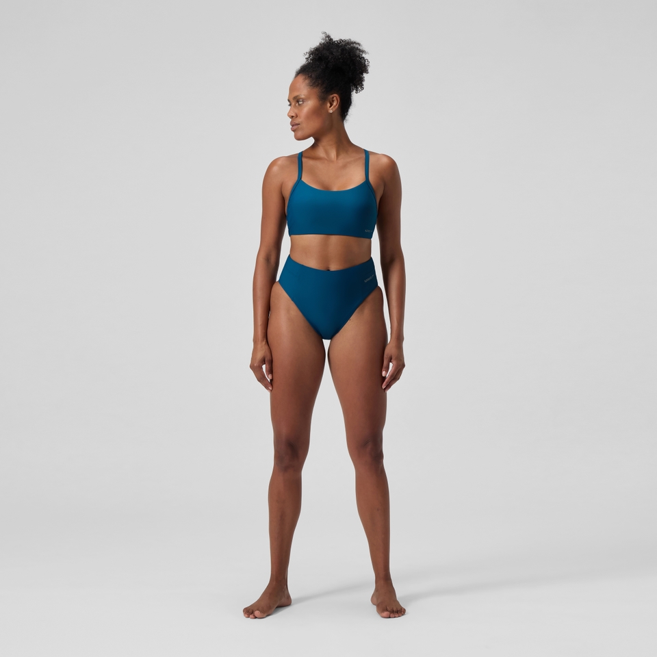 Einfarbiges Racerback-Bikinioberteil Dunkelpetrol für Damen