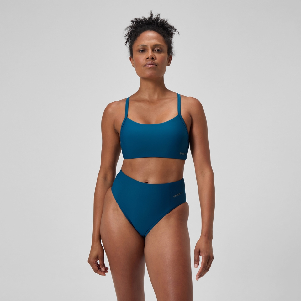 Einfarbiges Racerback-Bikinioberteil Dunkelpetrol für Damen