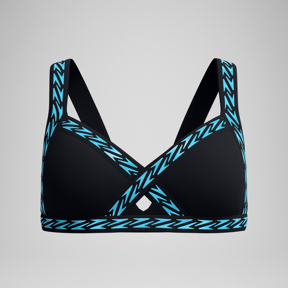 FLU3NTE Logo Elastisches Bikinioberteil Schwarz für Damen