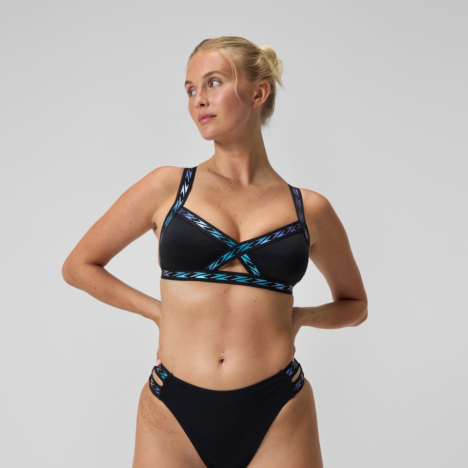 FLU3NTE Logo Elastisches Bikinioberteil Schwarz für Damen