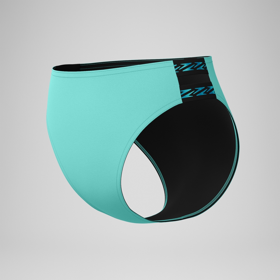 FLU3NTE Logo Elastische Bikinihose mit hohem Bund Türkis für Damen