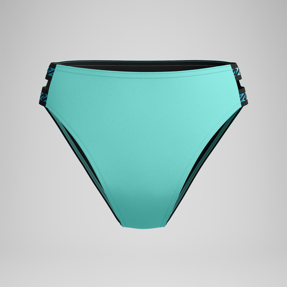 FLU3NTE Logo Elastische Bikinihose mit hohem Bund Türkis für Damen