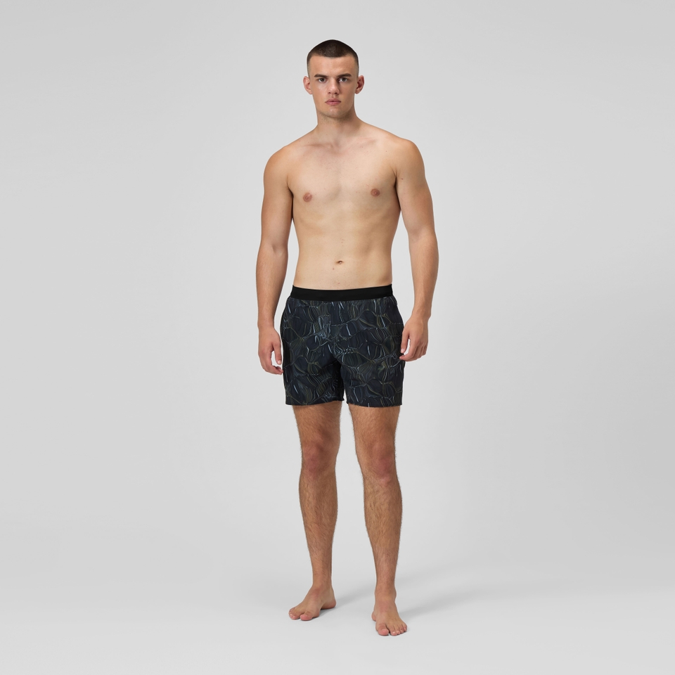 Lookout Bedruckte Badeshorts 40 cm Schwarz/Grün für Herren