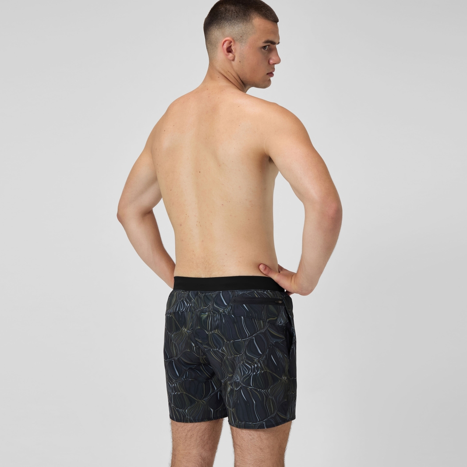 Lookout Bedruckte Badeshorts 40 cm Schwarz/Grün für Herren