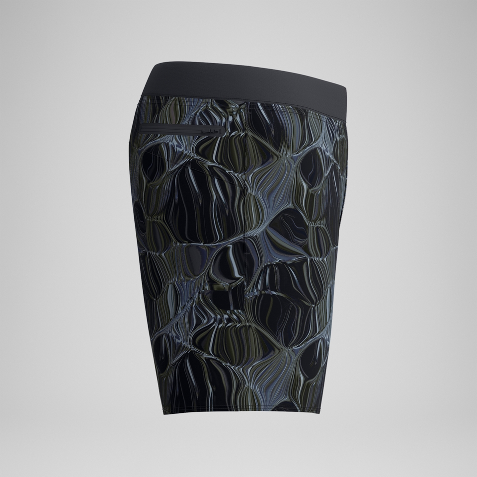 Lookout Bedruckte Badeshorts 40 cm Schwarz/Grün für Herren