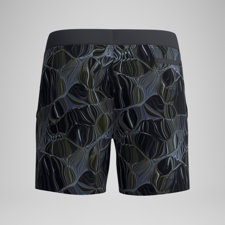 Lookout Bedruckte Badeshorts 40 cm Schwarz/Grün für Herren