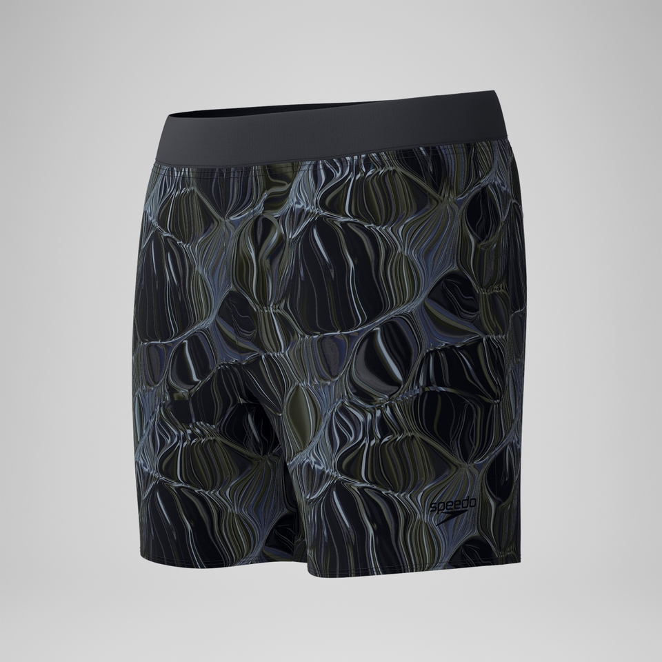 Lookout Bedruckte Badeshorts 40 cm Schwarz/Grün für Herren
