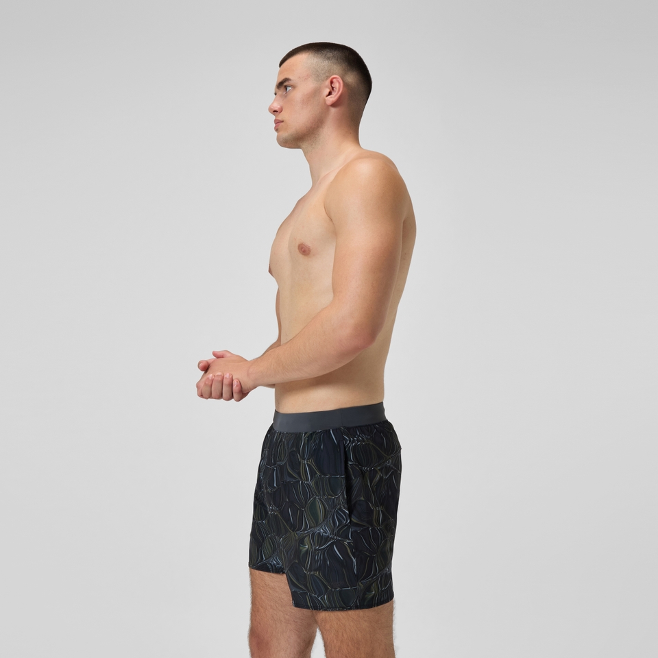 Lookout Bedruckte Badeshorts 40 cm Schwarz/Grün für Herren
