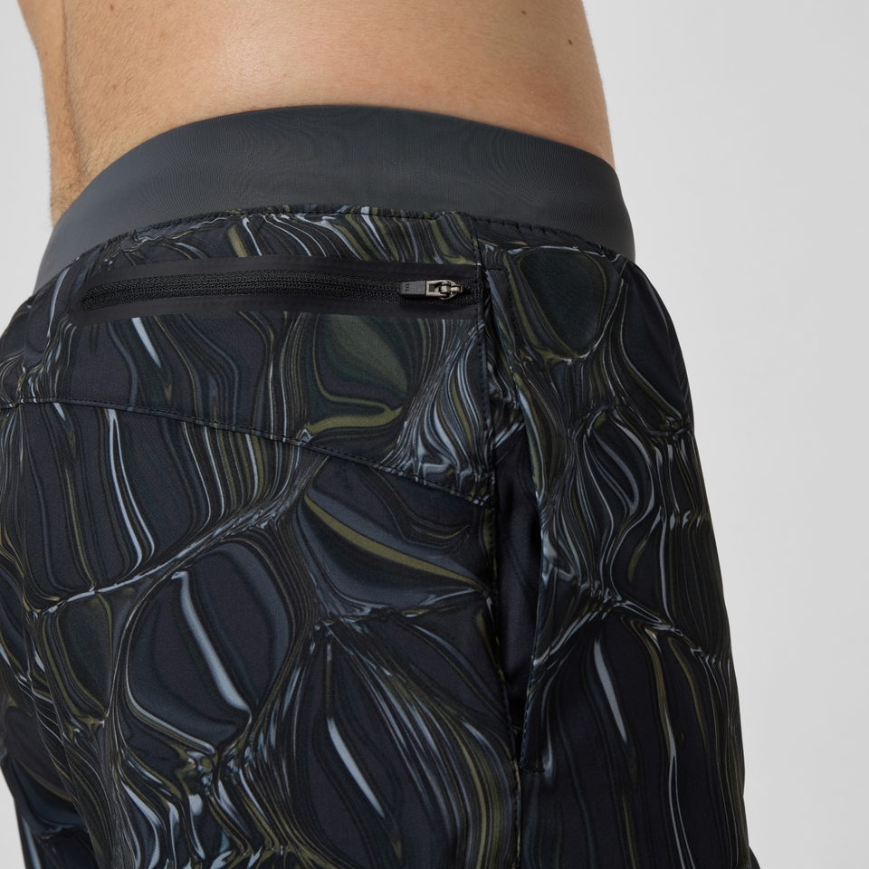Lookout Bedruckte Badeshorts 40 cm Schwarz/Grün für Herren