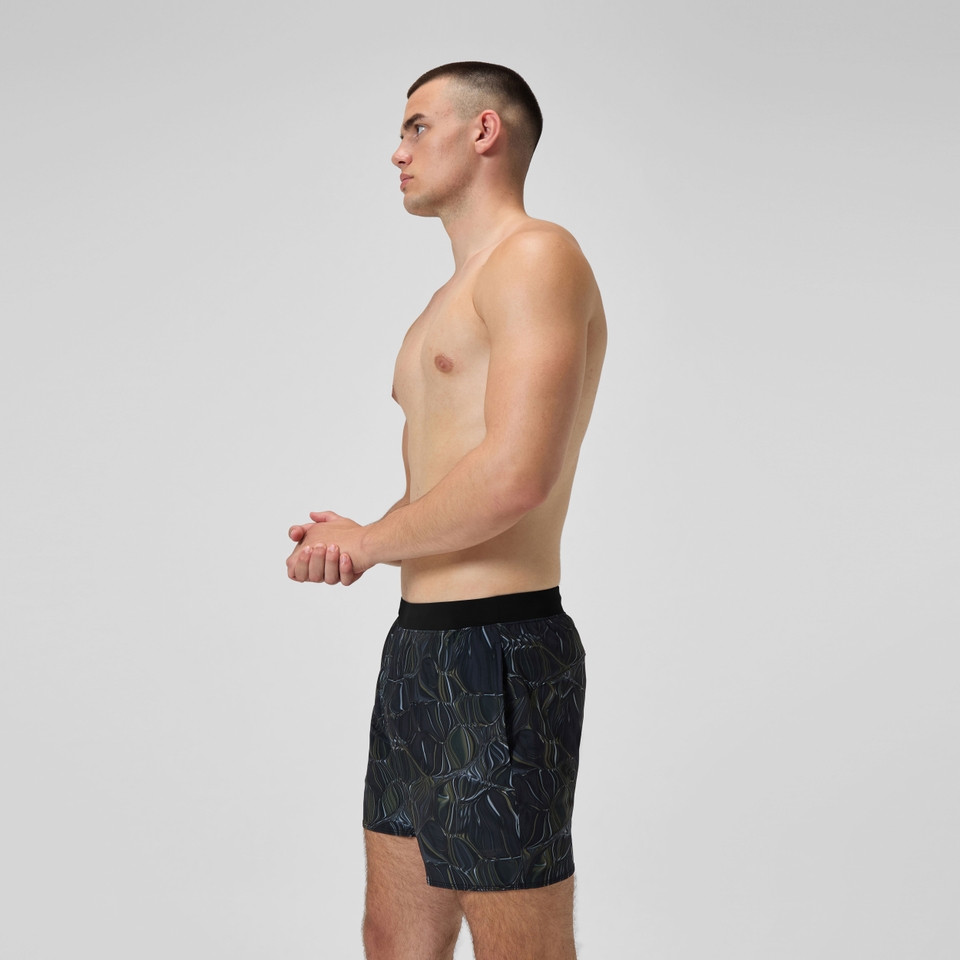 Lookout Bedruckte Badeshorts 40 cm Schwarz/Grün für Herren