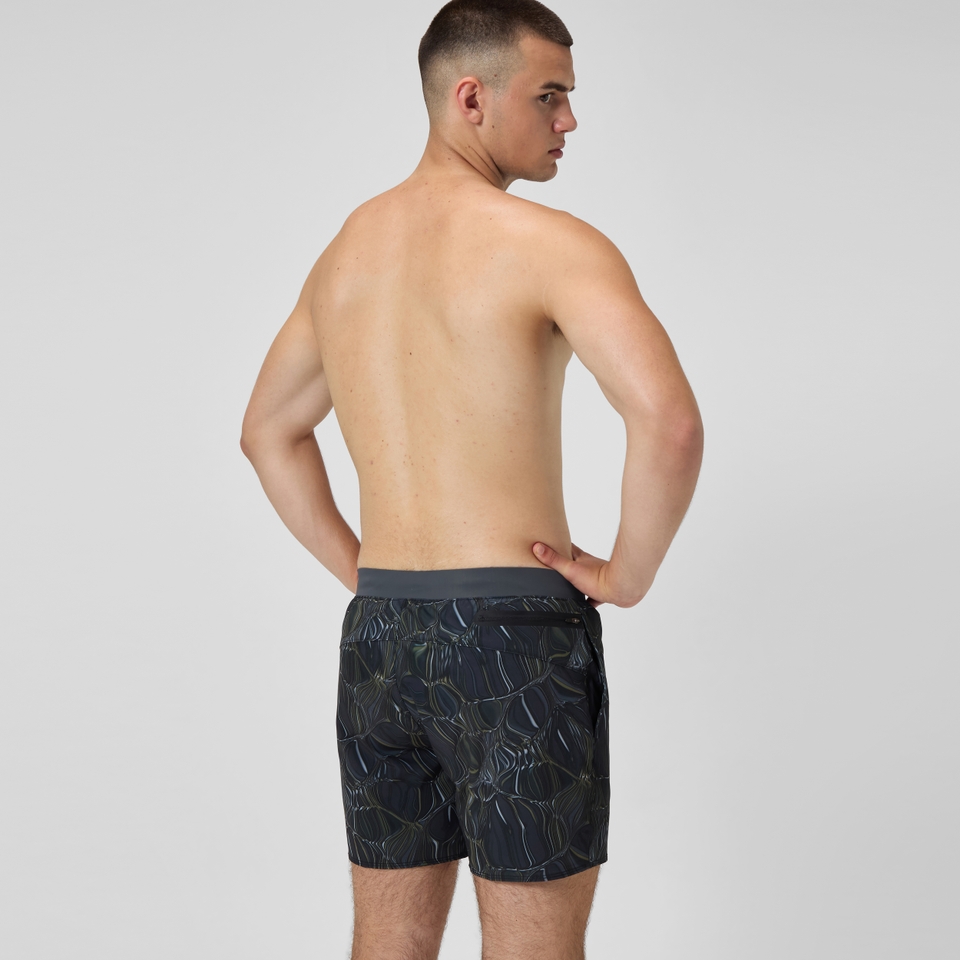 Lookout Bedruckte Badeshorts 40 cm Schwarz/Grün für Herren