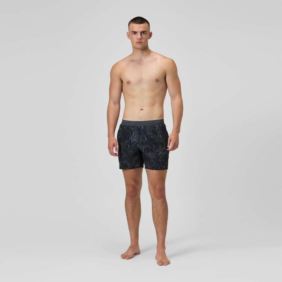 Lookout Bedruckte Badeshorts 40 cm Schwarz/Grün für Herren