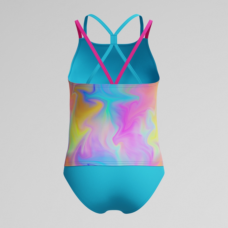 Girls Printed Tankini Blue