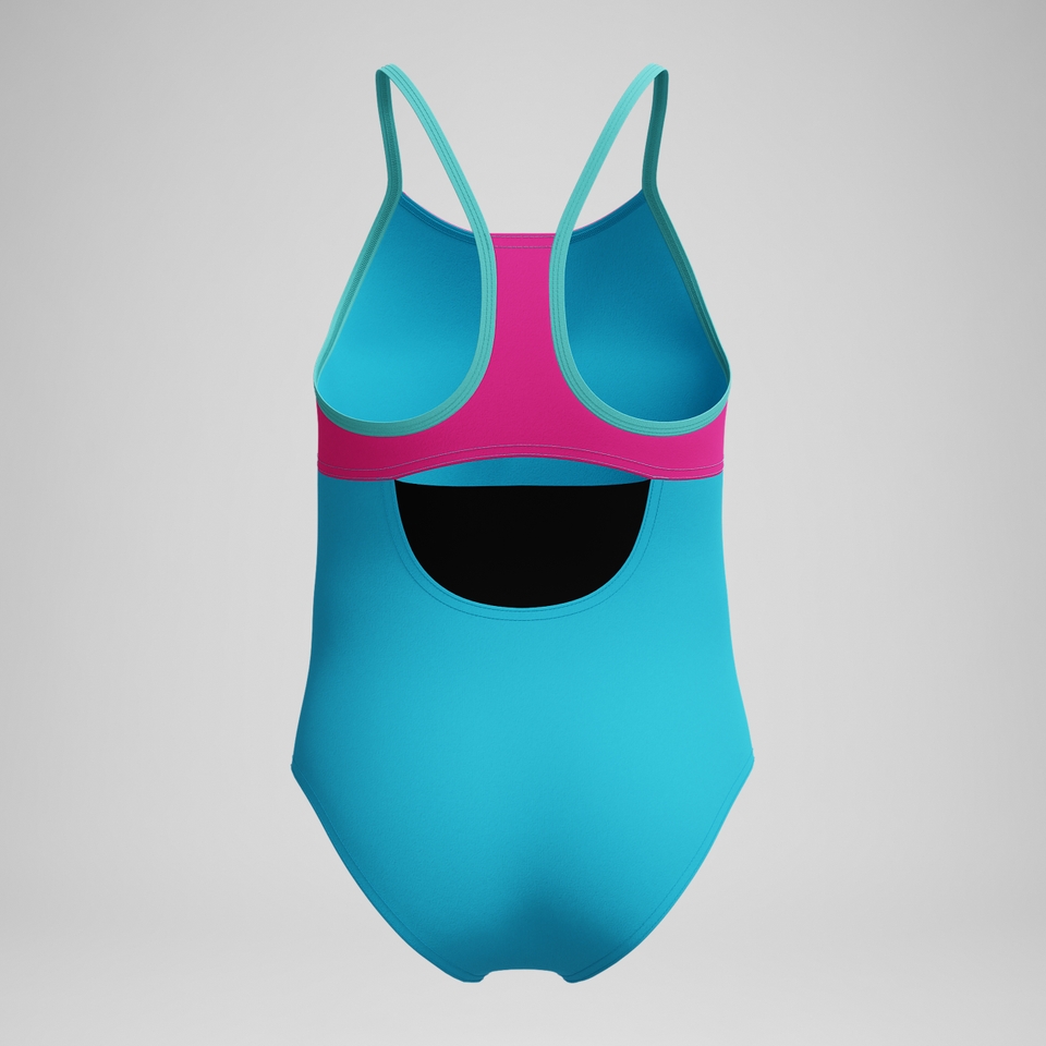 Girls Radiating Splice One Piece Blue