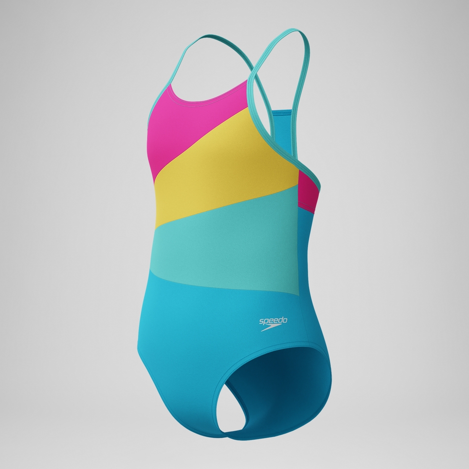 Girls Radiating Splice One Piece Blue