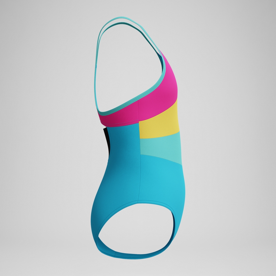 Girls Radiating Splice One Piece Blue
