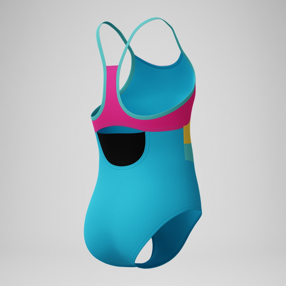 Girls Radiating Splice One Piece Blue