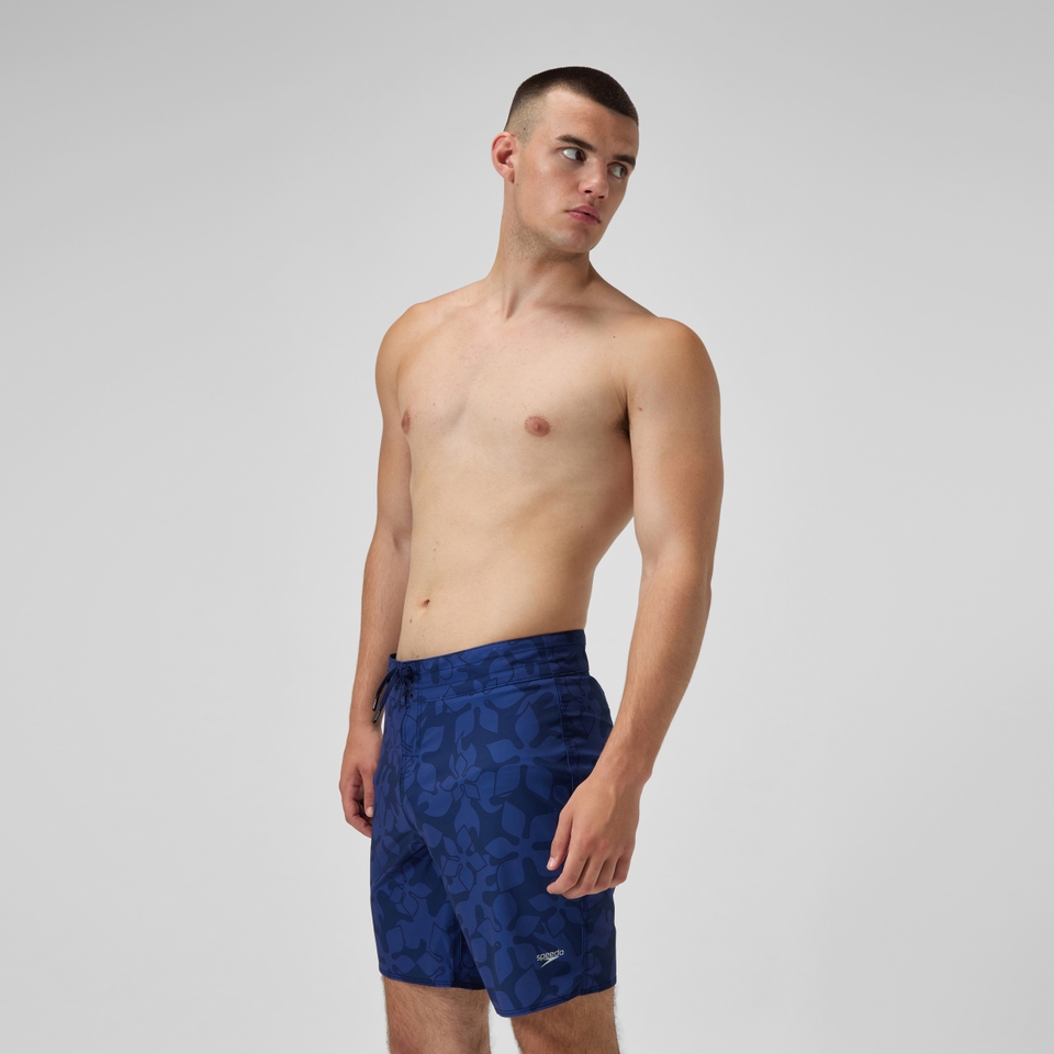 Lookout Bedruckte Badeshorts 45 cm Marineblau für Herren