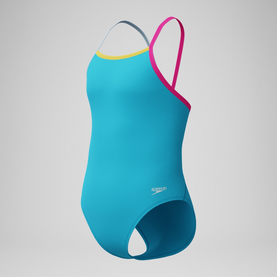 Girls Solid Propel Back One Piece Blue