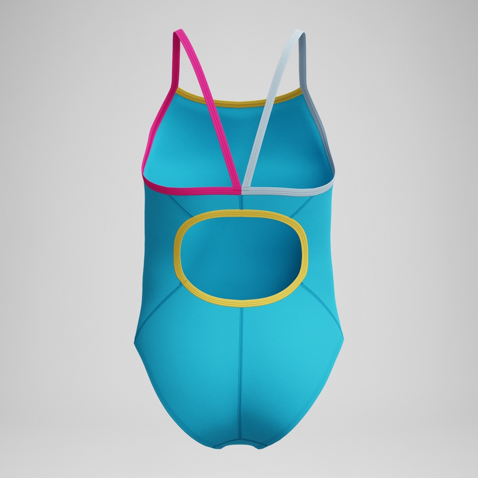 Girls Solid Propel Back One Piece Blue