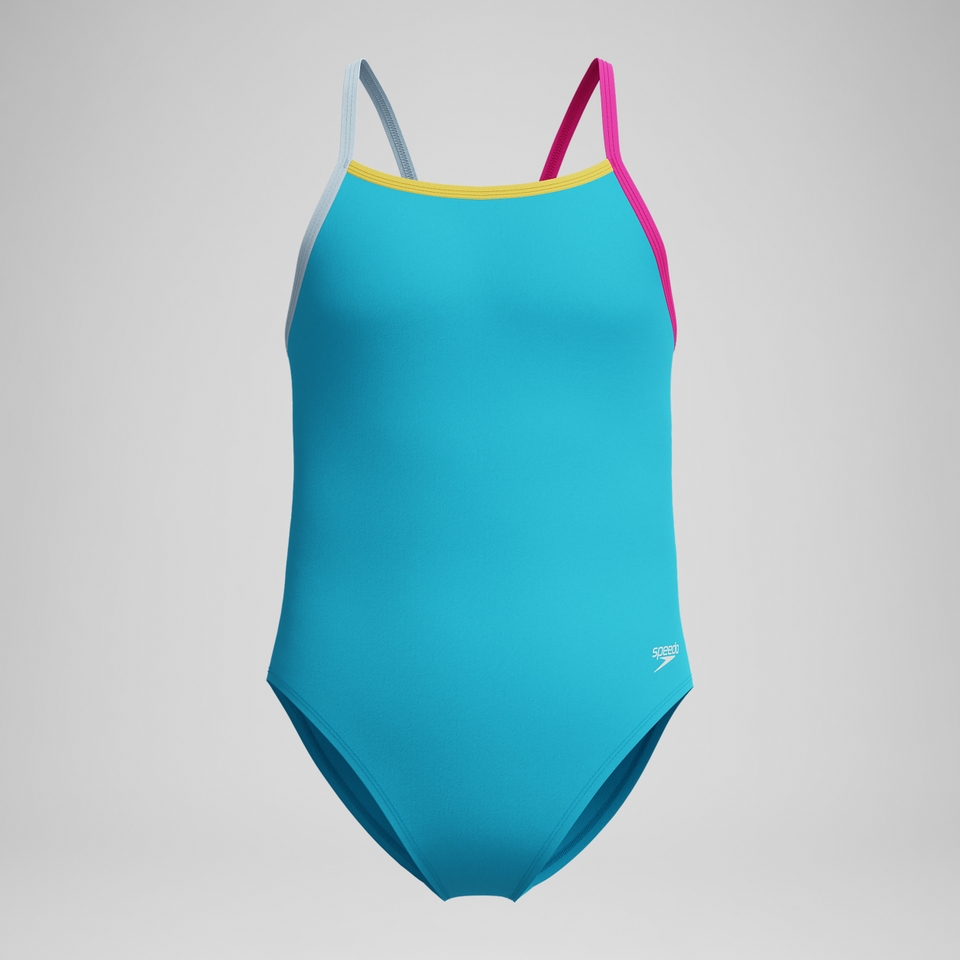 Girls Solid Propel Back One Piece Blue
