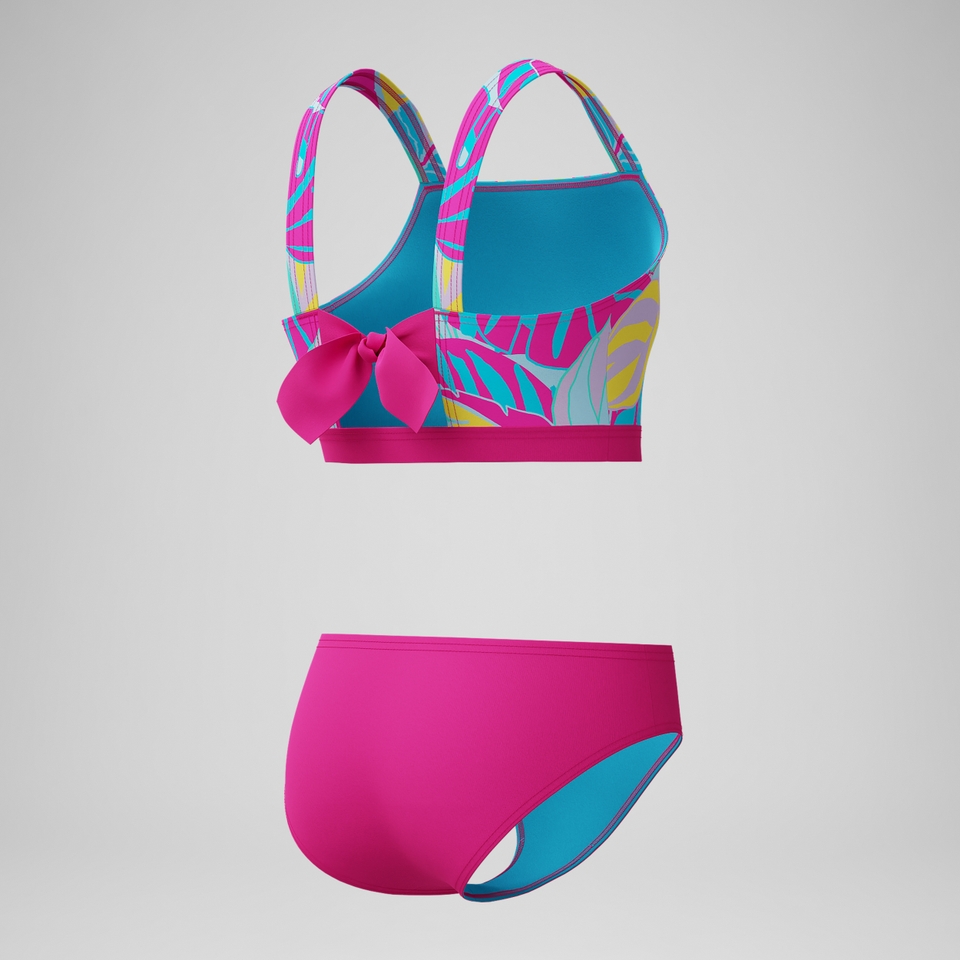 Girls Print Tie Back Bikini Pink/Blue