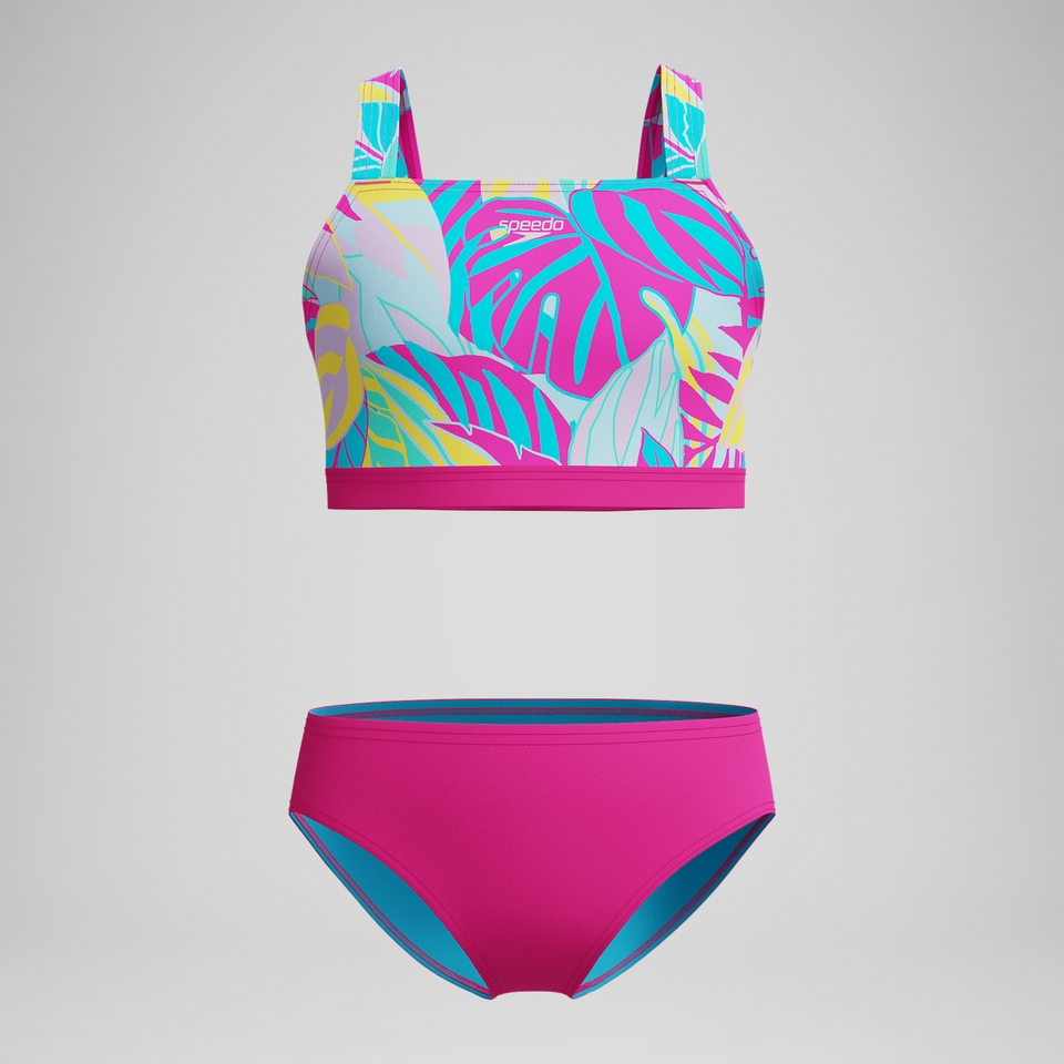 Girls Print Tie Back Bikini Pink/Blue