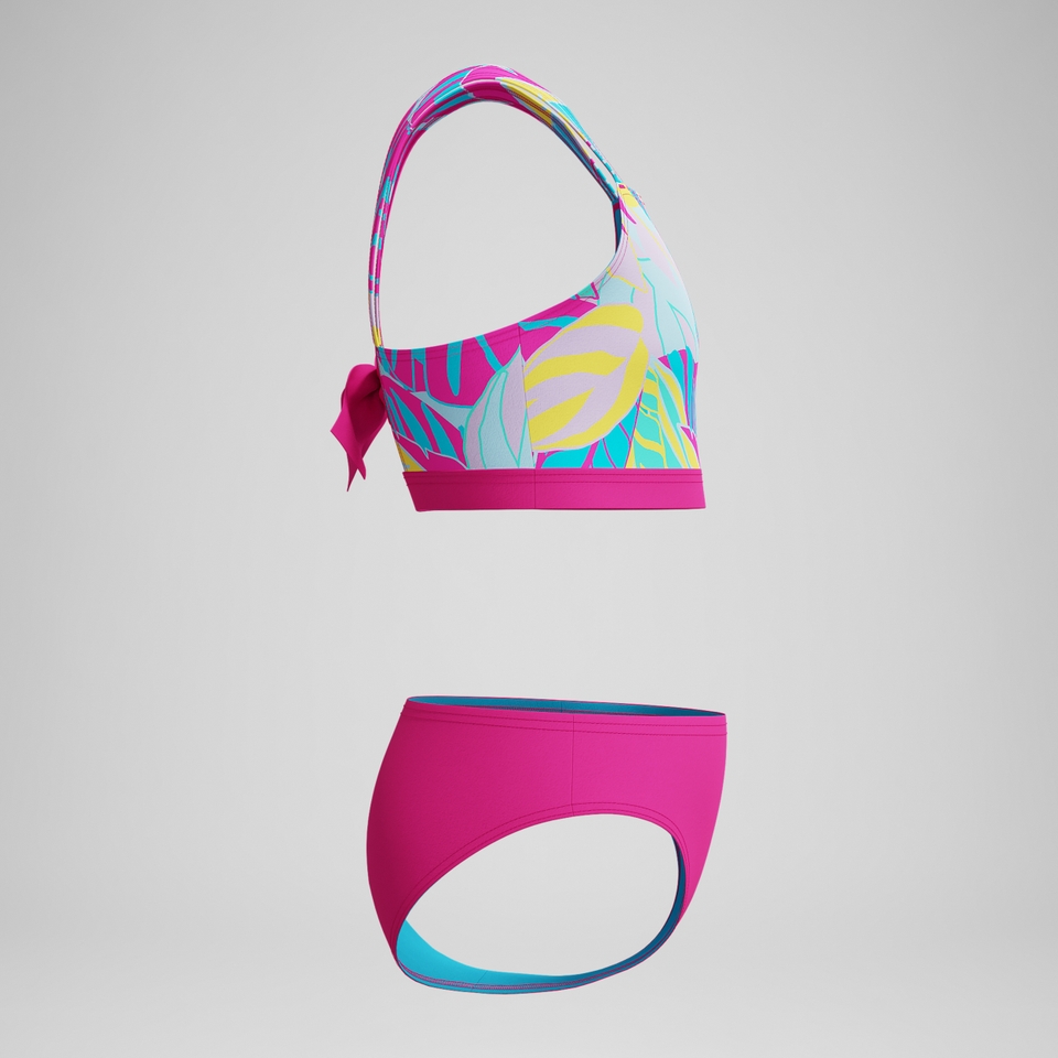 Girls Print Tie Back Bikini Pink/Blue