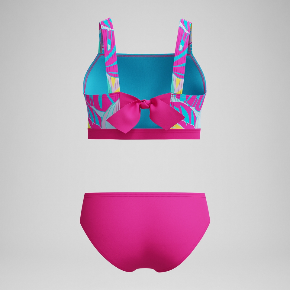 Girls Print Tie Back Bikini Pink/Blue