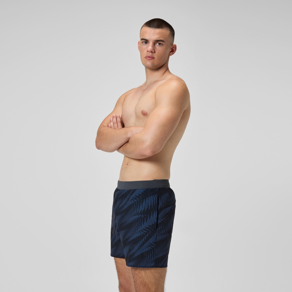 Lookout Bedruckte Badeshorts 40 cm Schwarz/Grau für Herren