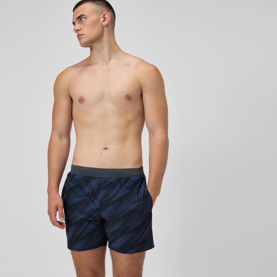 Lookout Bedruckte Badeshorts 40 cm Schwarz/Grau für Herren