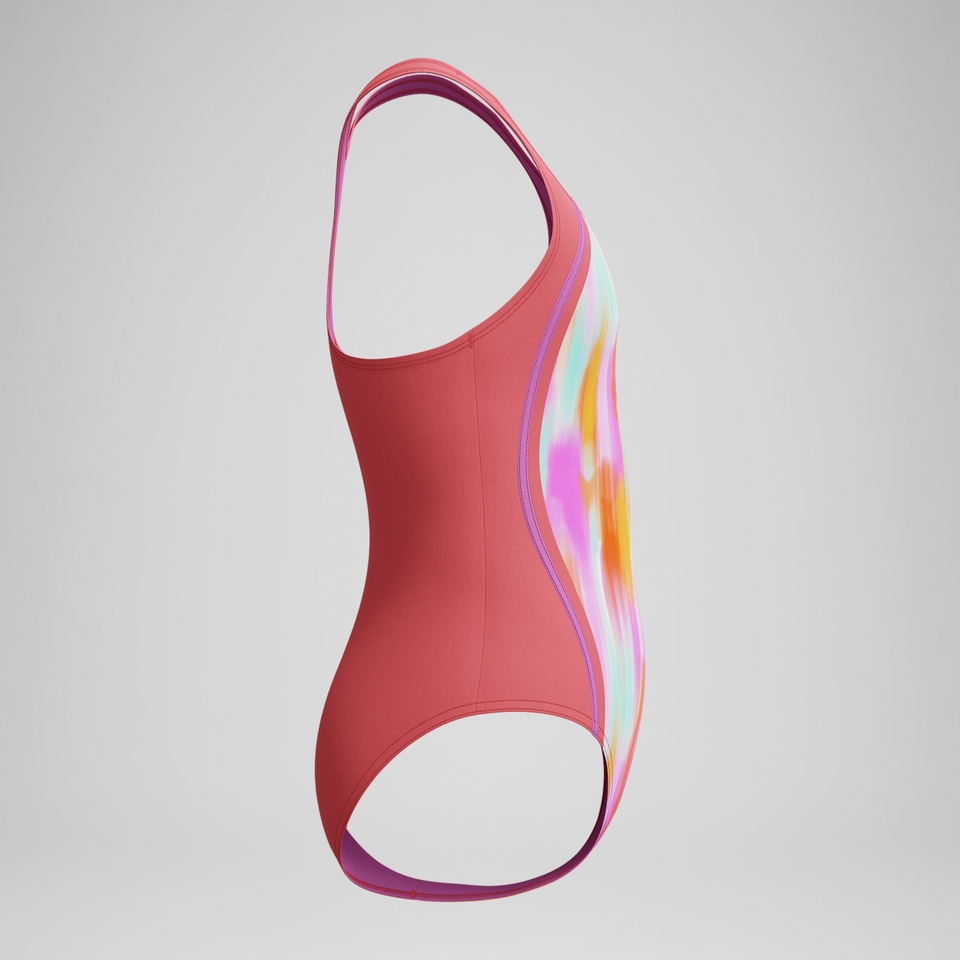 Girls Printed Sport Splice One Piece Coral