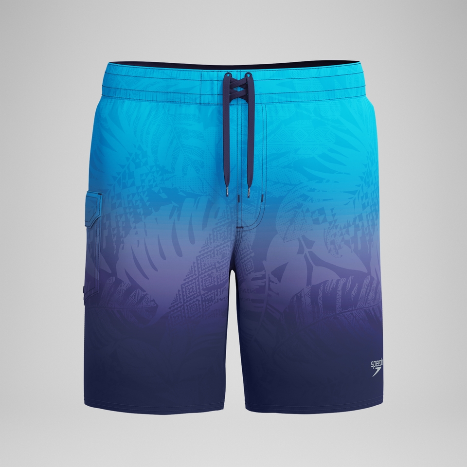 Lookout Bedruckte Badeshorts 45 cm Blau für Herren