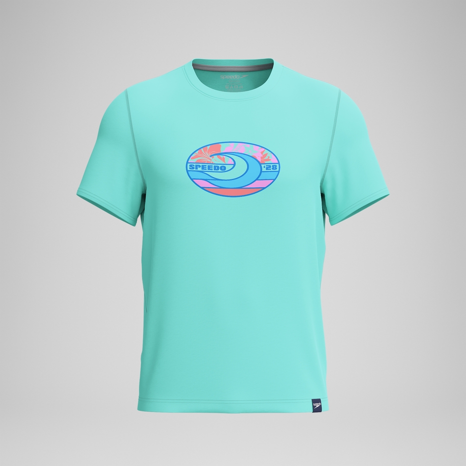 Men's Short Sleeve Swim Shirt Turquoise