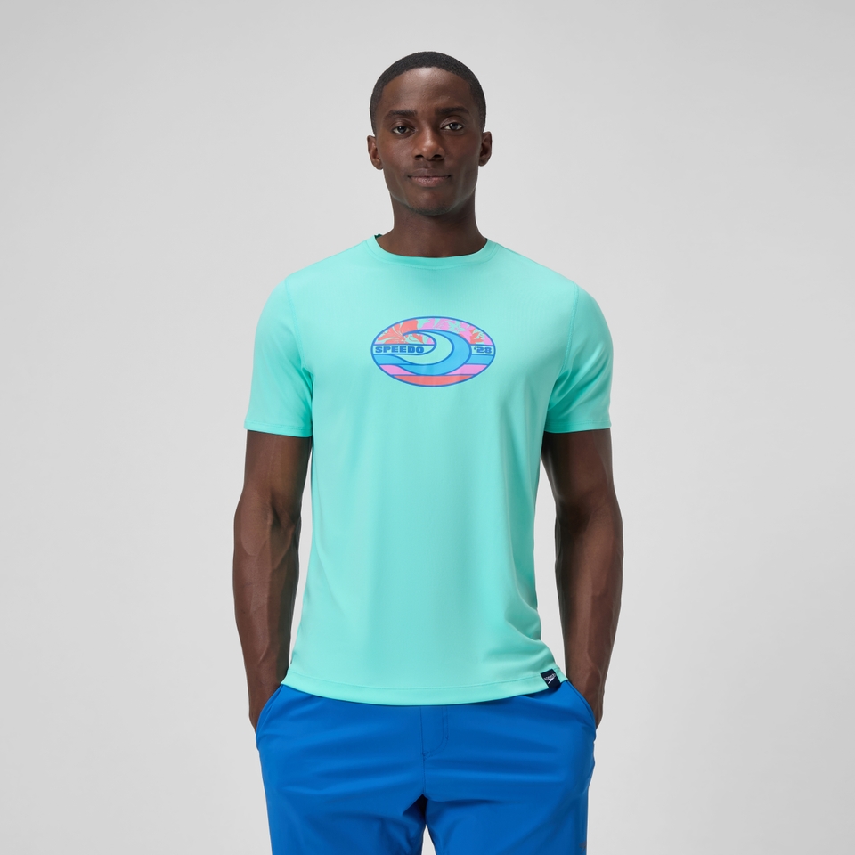 Men's Short Sleeve Swim Shirt Turquoise