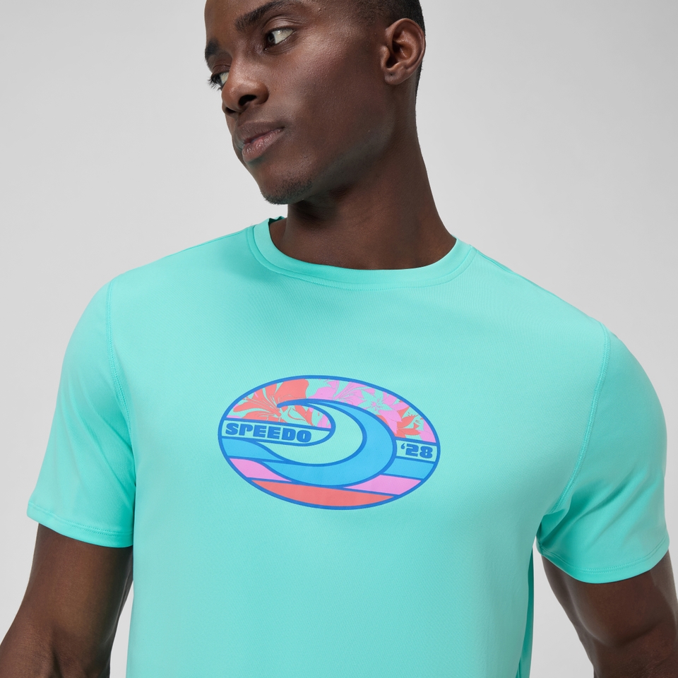 Men's Short Sleeve Swim Shirt Turquoise