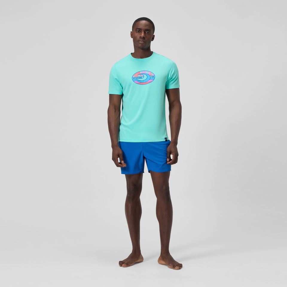 Men's Short Sleeve Swim Shirt Turquoise