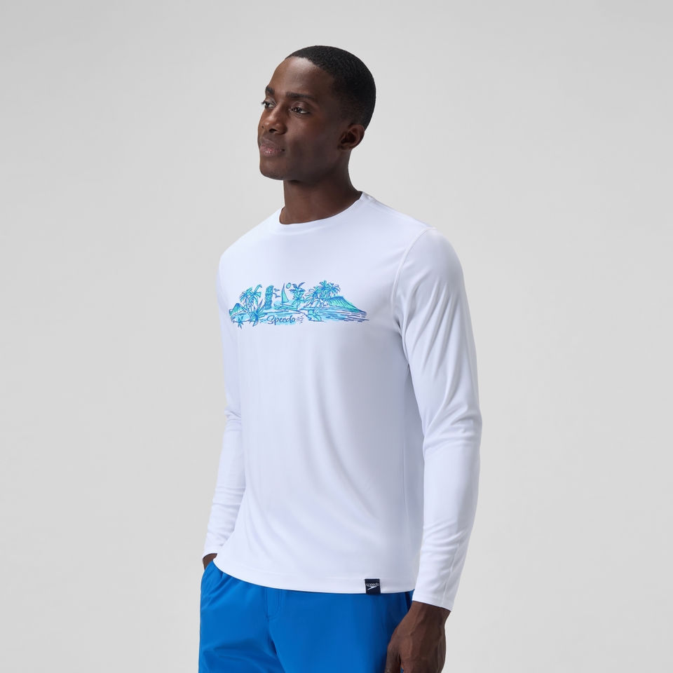 Men's Long Sleeve Swim Shirt White